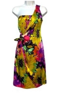 The Limited Floral One Shoulder Asymmetric Dress Vintage Coquette Dopamine SZ 4